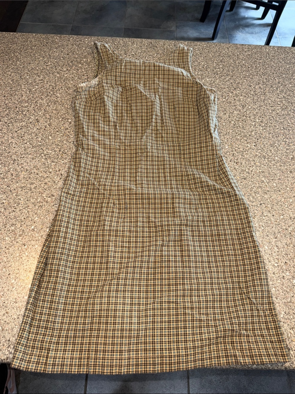 Faded Glory y2k 90s Mustard and Brown Plaid Midi Dress